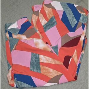 Luukse 70s Style Wide Flare Pants Colorful Abstract Design